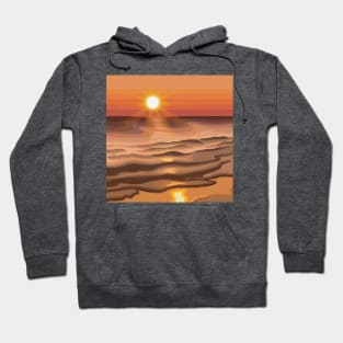 Abstract Warm Ocean Sunrise Landscape Digital Illustration Hoodie